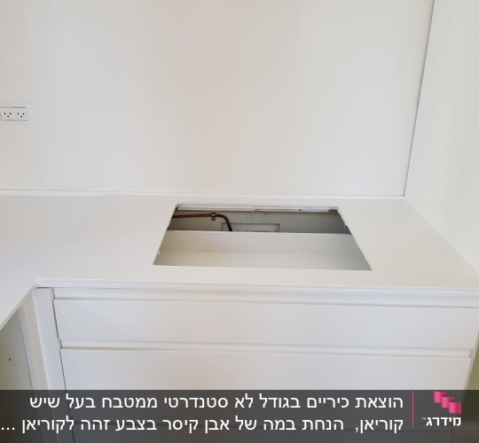 במה של אבן קיסר וחיתוך שמתאים לכיריים סטנדרטיות 